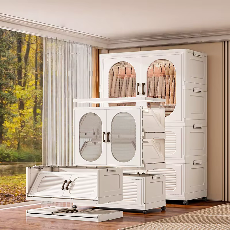 Armoire pliable à double porte de 60 cm avec roulettes – Rangement à fermeture magnétique de grande capacité pour vêtements/couettes, chambre à coucher/salon