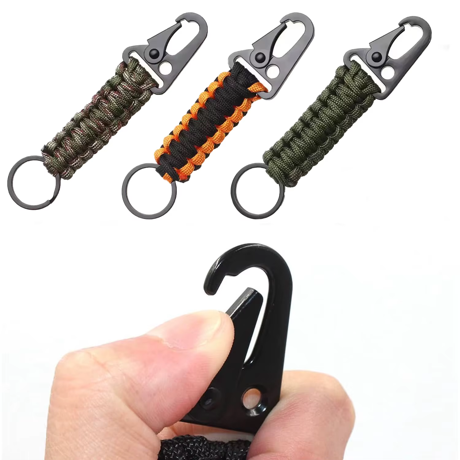 Paracorde porte-clés mousqueton Clips militaire tressé Parachute corde lanière