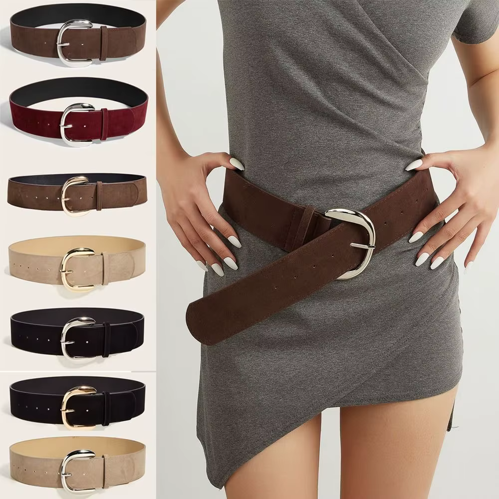 Maillard Styles daim cuir large ceinture à la mode décontracté boucle ardillon