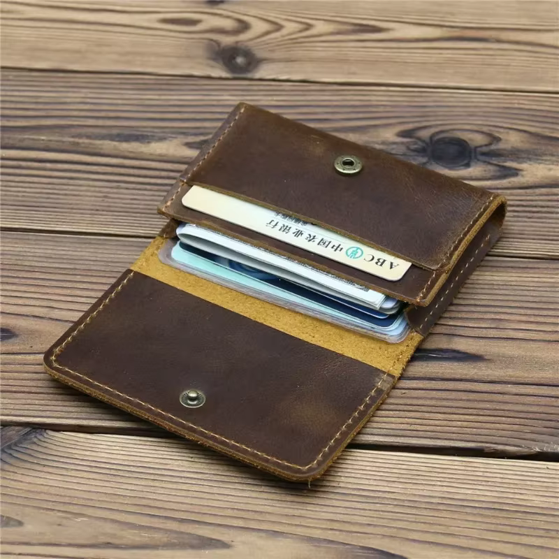 Porte-cartes vintage en cuir véritable pour hommes