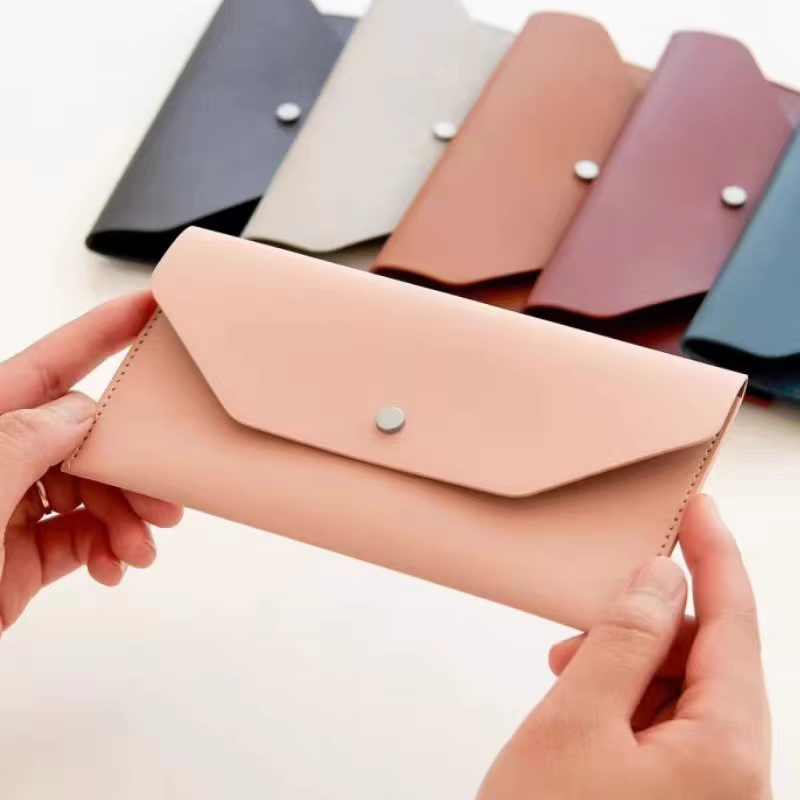 Portefeuille long en cuir PU de couleur unie pour femmes, style coréen minimaliste, pochette multi-cartes, petite bourse à monnaie portable, sac à main quotidien
