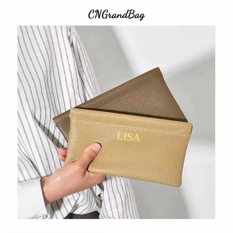 Portefeuille long minimaliste en cuir véritable pour femmes