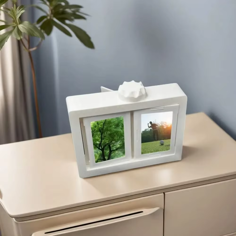 Porte-cartes photo rotatif 3D transparent