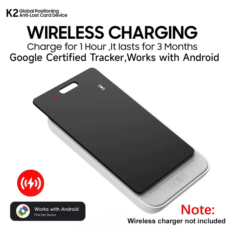 Portefeuille Anti-perte, suivi de localisation de carte, étiquette intelligente, Android, fonctionne avec Google Find My App, Bluetooth, carte Ultra-fine, Charge sans fil