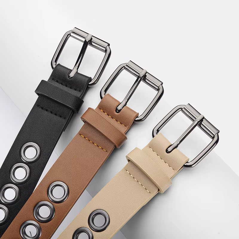 Ceinture en cuir fine et décorative sans trous