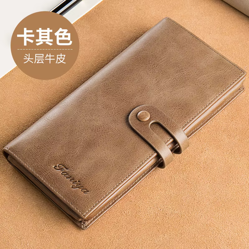 Portefeuille long nouveau porte-cartes en peau de vache de grande capacité portefeuille pour hommes