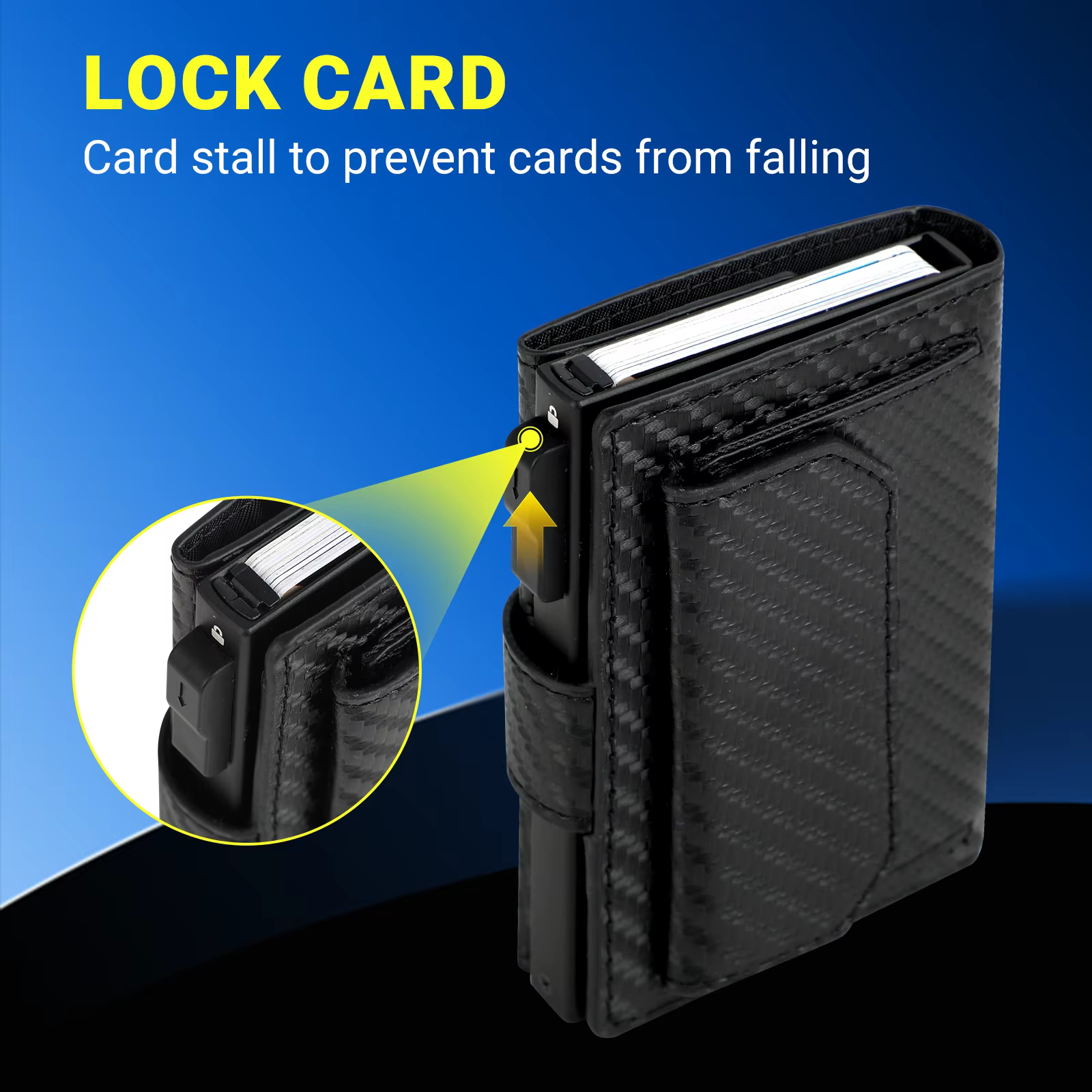Porte-cartes en aluminium pour hommes : portefeuille mince avec poche avant bloquant RFID avec fenêtre d'identification