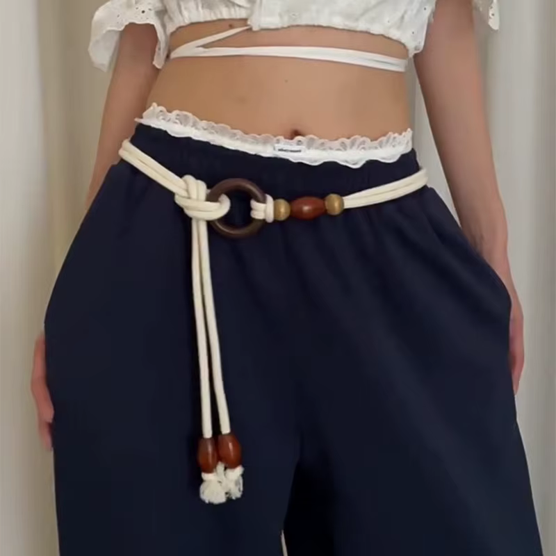 Ceinture fine en coquillage blanc pour femme