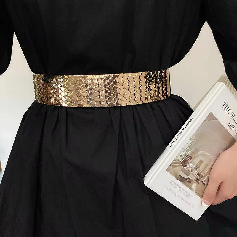 Ceinture en cuir élastique noir sans trous pour femmes