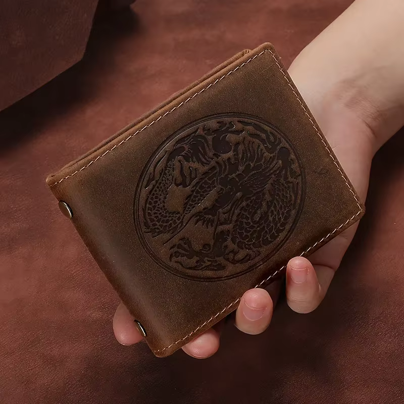 Porte carte en cuir véritable pour hommes