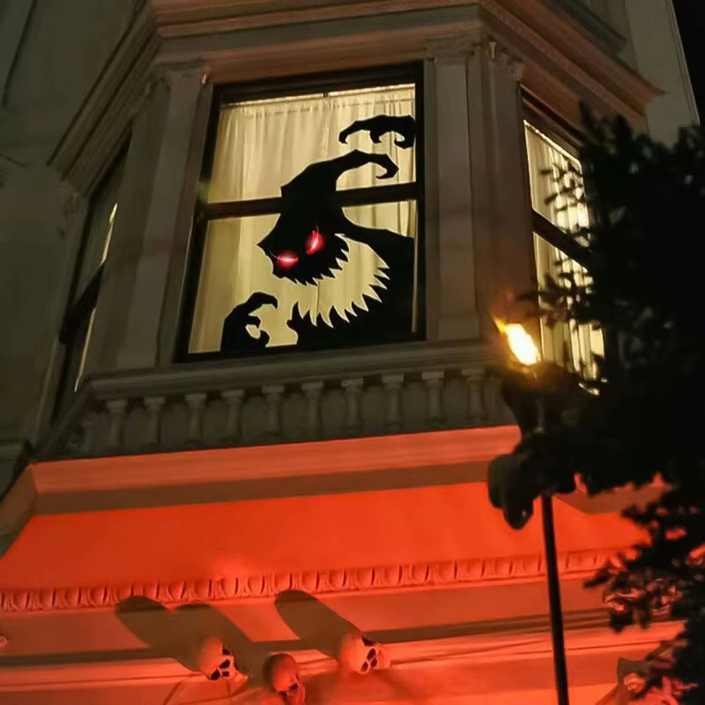 Autocollants de décoration d'Halloween pour portes et fenêtres, pour fête à domicile, murs, vitres, maison hantée, décoration d'horreur