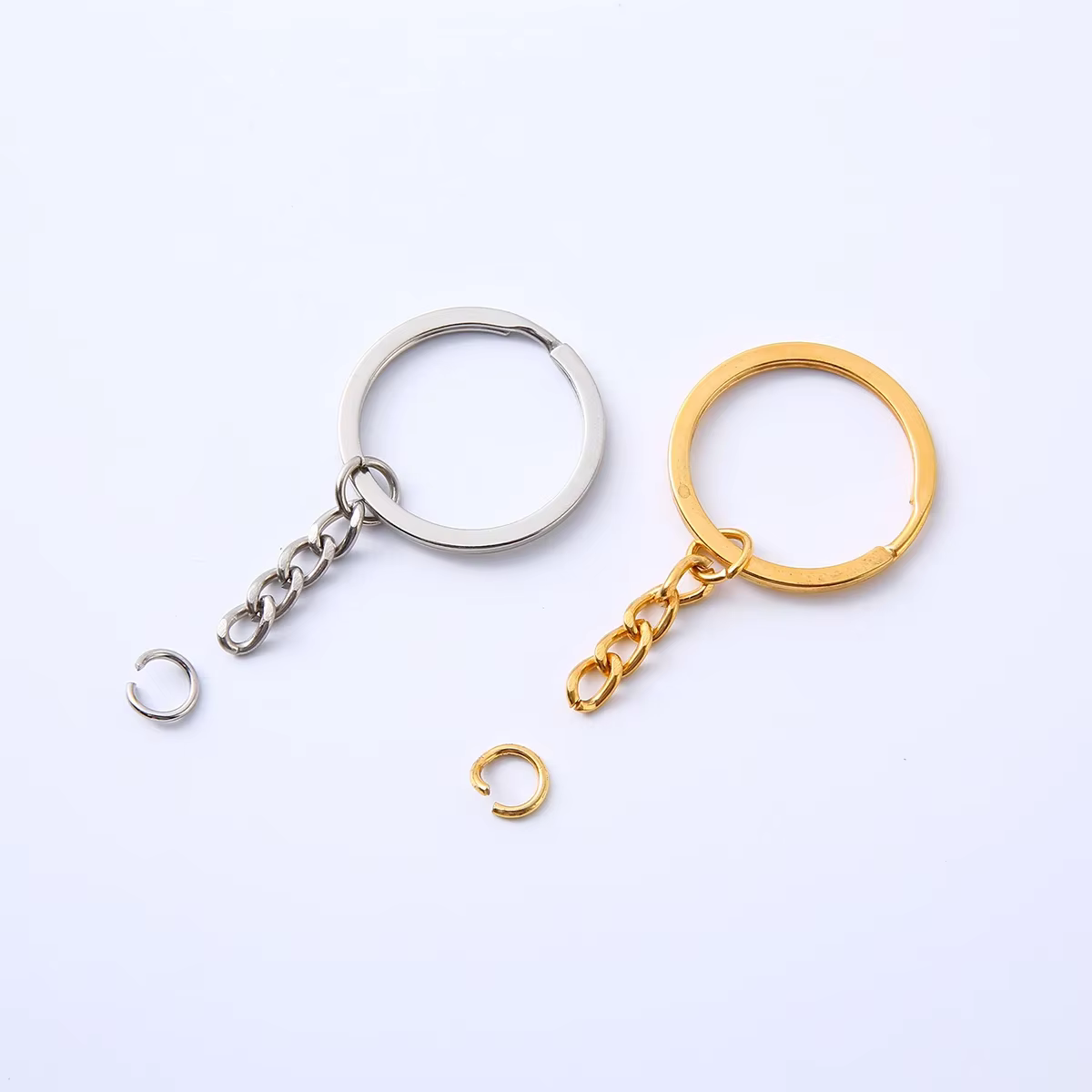 10/20/50/100 pcs/lot porte-clés porte-clés 6 couleurs plaqué 30mm rond fendu porte-clés en gros