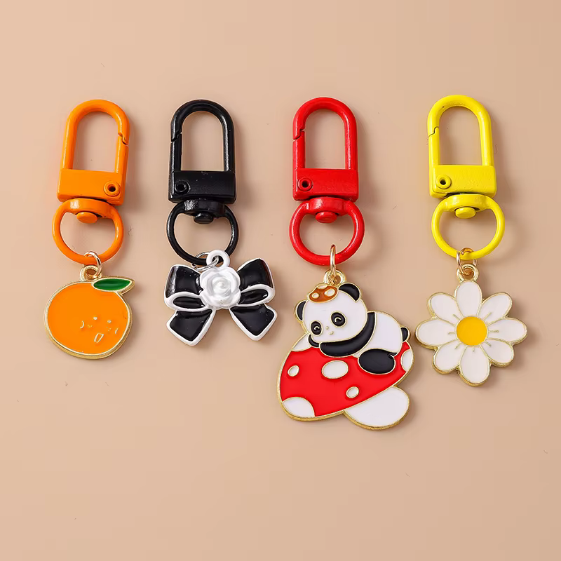 Porte-clés fleur en émail pour femmes et filles