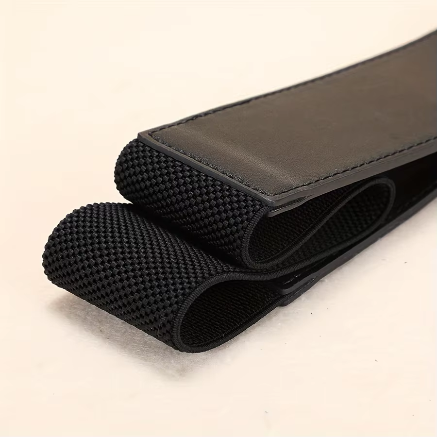Ceinture large élastique en cuir véritable pour femmes