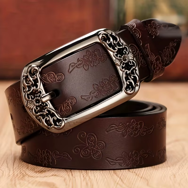 Ceinture vintage pour femme avec gaufrage - design à boucle large