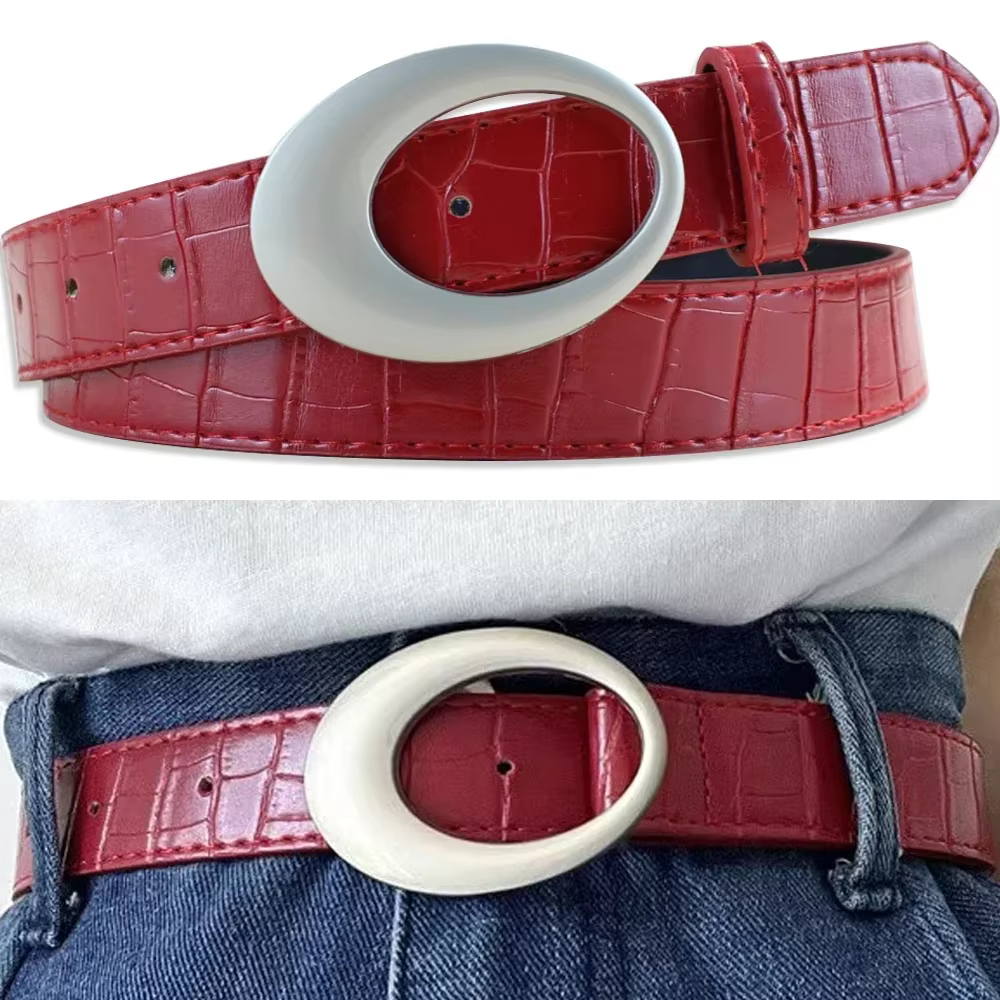 Ceinture à motif crocodile classique vintage américain pour femmes