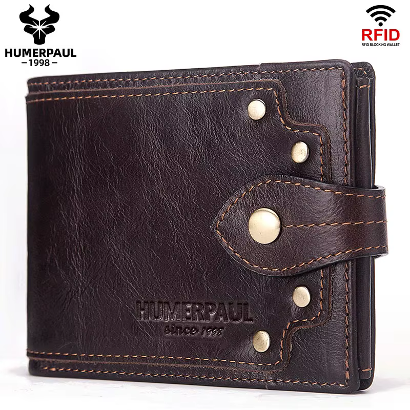 LAREET Fashion100 % portefeuille en cuir véritable pour hommes mince minimaliste exquis ID avec porte-monnaie poche blocage porte-carte de crédit