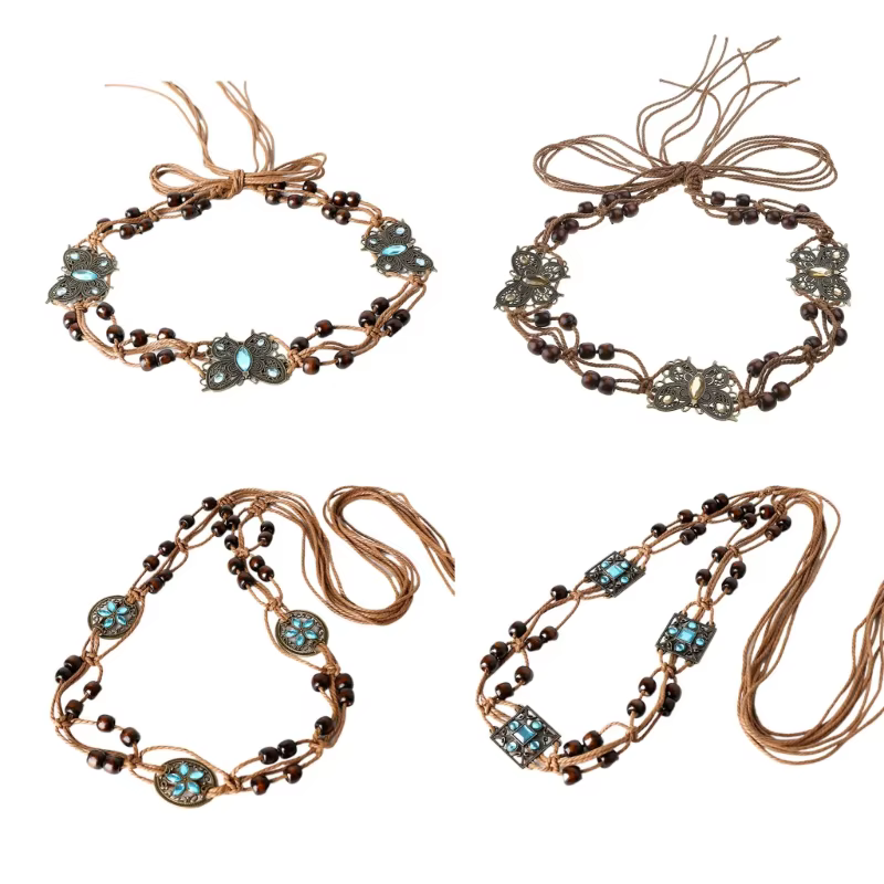 JOBoho-Ceinture tressée à pampilles tissées pour femmes, ceinture à nœud décoré, ceinture à la taille pour filles, ceintures en ULfine, accessoires vestisens
