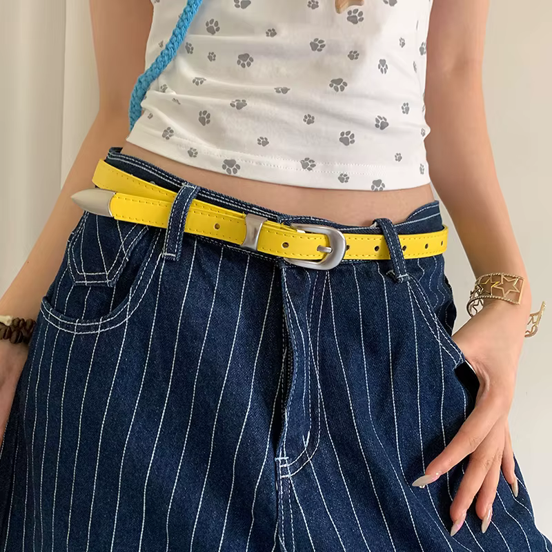 Ceinture d'été Dopamine jaune citron pour femmes, tendance, Simple, sous-culture Y2K, sans poinçon