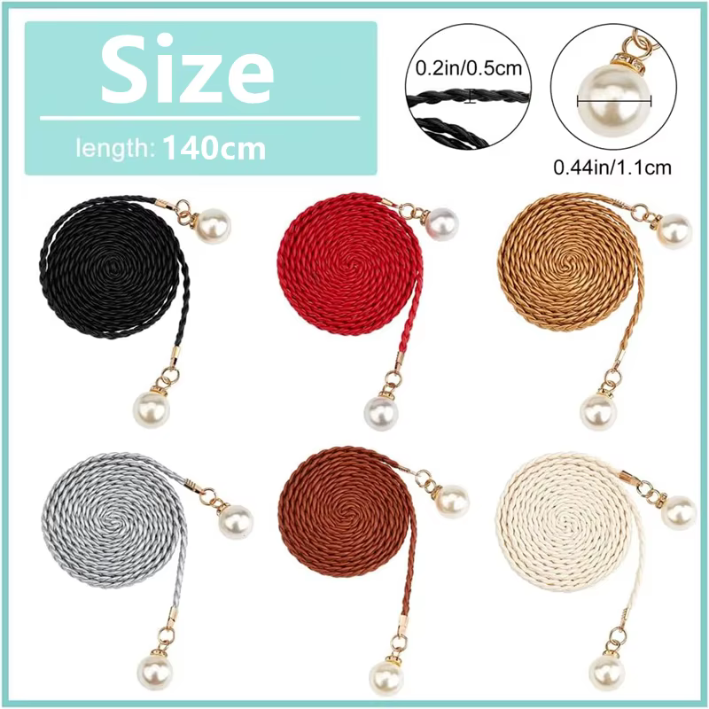 Ceinture fine vintage bohème à nœuds pour femme