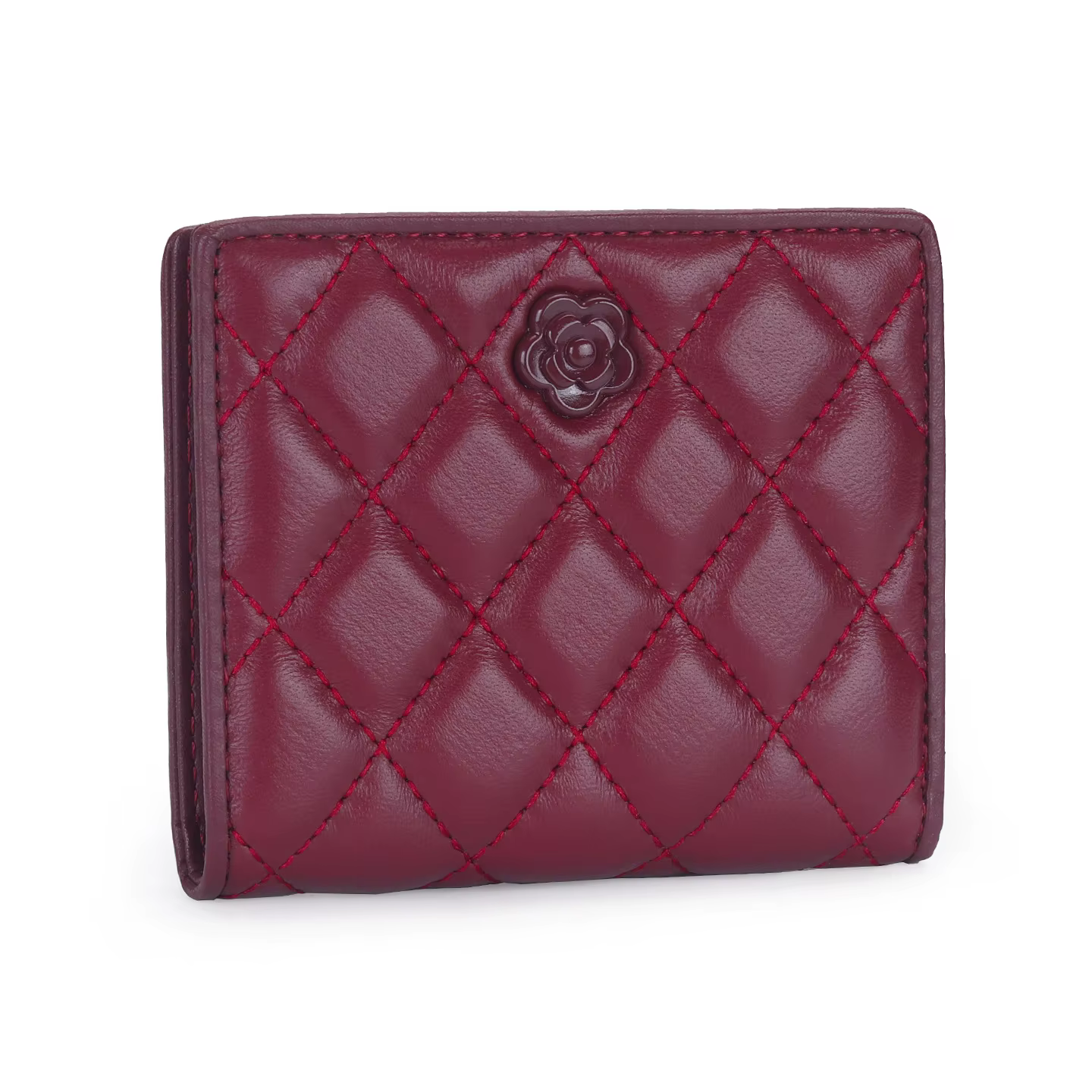 Portefeuille en cuir d'agneau matelassé de luxe pour femmes