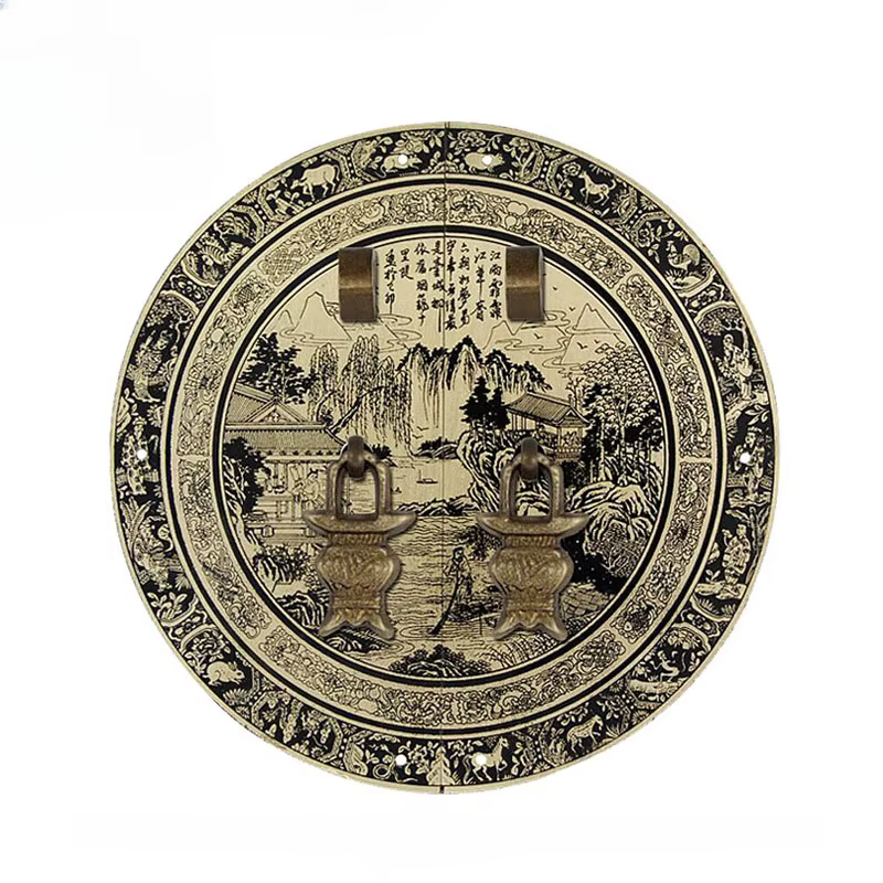 Poignée de porte en cuivre chinois antique, à l'ancienne, armoire, armoire, porte, laiton, rétro, rond, heurtoir, Foy pour meubles