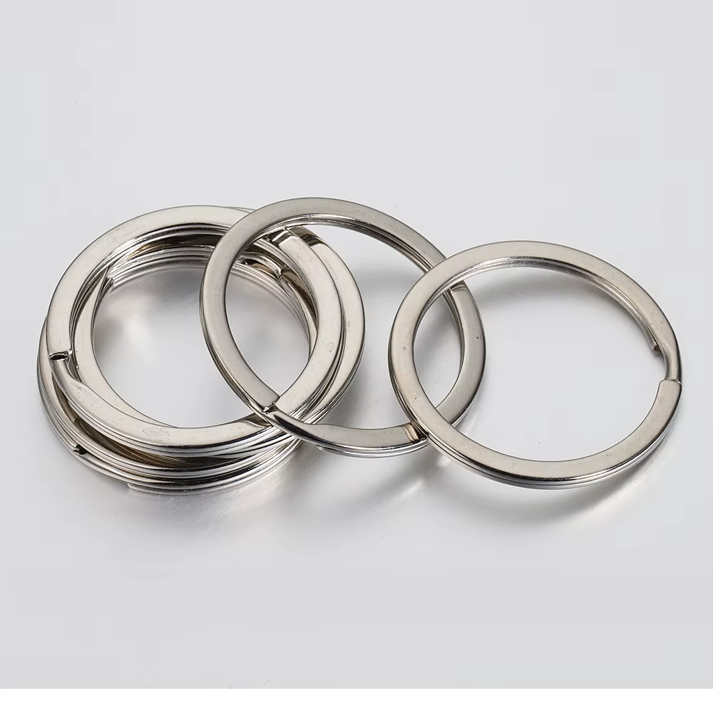 Porte-clés en métal, 15-50mm, ligne plate ronde, anneaux fendus, pour bricolage, pendentif, accessoires de fabrication de bijoux, 20 pièces/lot