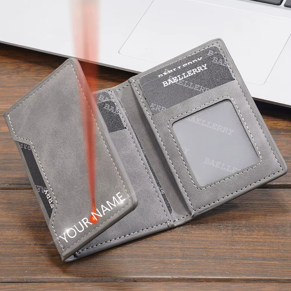 Nom gravure Mini Simple hommes carte portefeuilles nouveaux sacs à cartes courtes marque mâle sac à main de haute