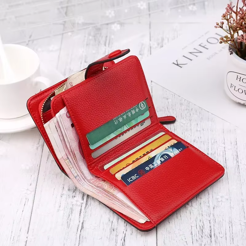 Mini porte-monnaie en cuir avec moraillon pour femme