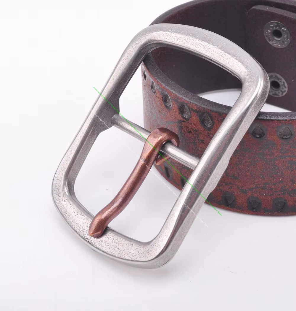 Ceinture en cuir avec barre centrale en acier inoxydable