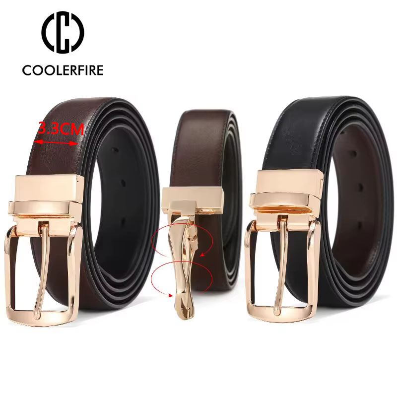 Ceinture réversible en cuir véritable pour hommes