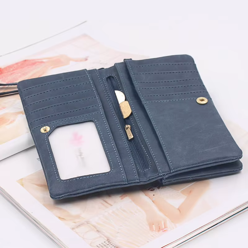 Portefeuille en cuir de grande capacité pour femme