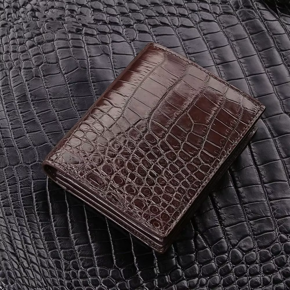 Portefeuille de luxe en cuir de crocodile authentique fait à la main pour hommes