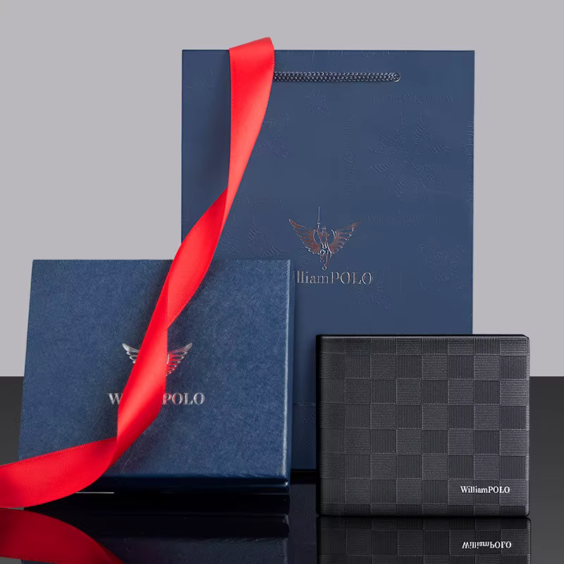 Portefeuille homme court en cuir argent mode