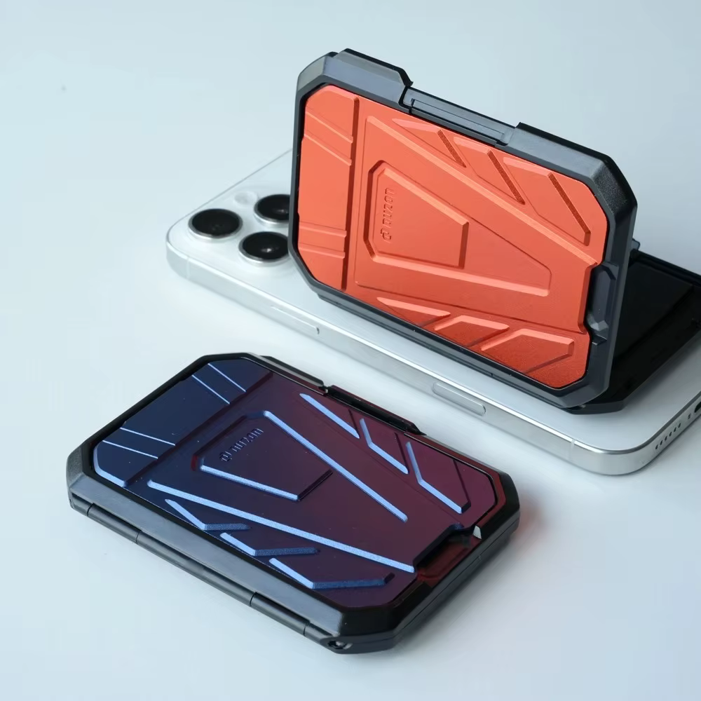 DUZON Armor portefeuille magnétique dur pour IPhone 17 16 Pro Max porte-carte détachable à 3 emplacements avec béquille en métal réglable