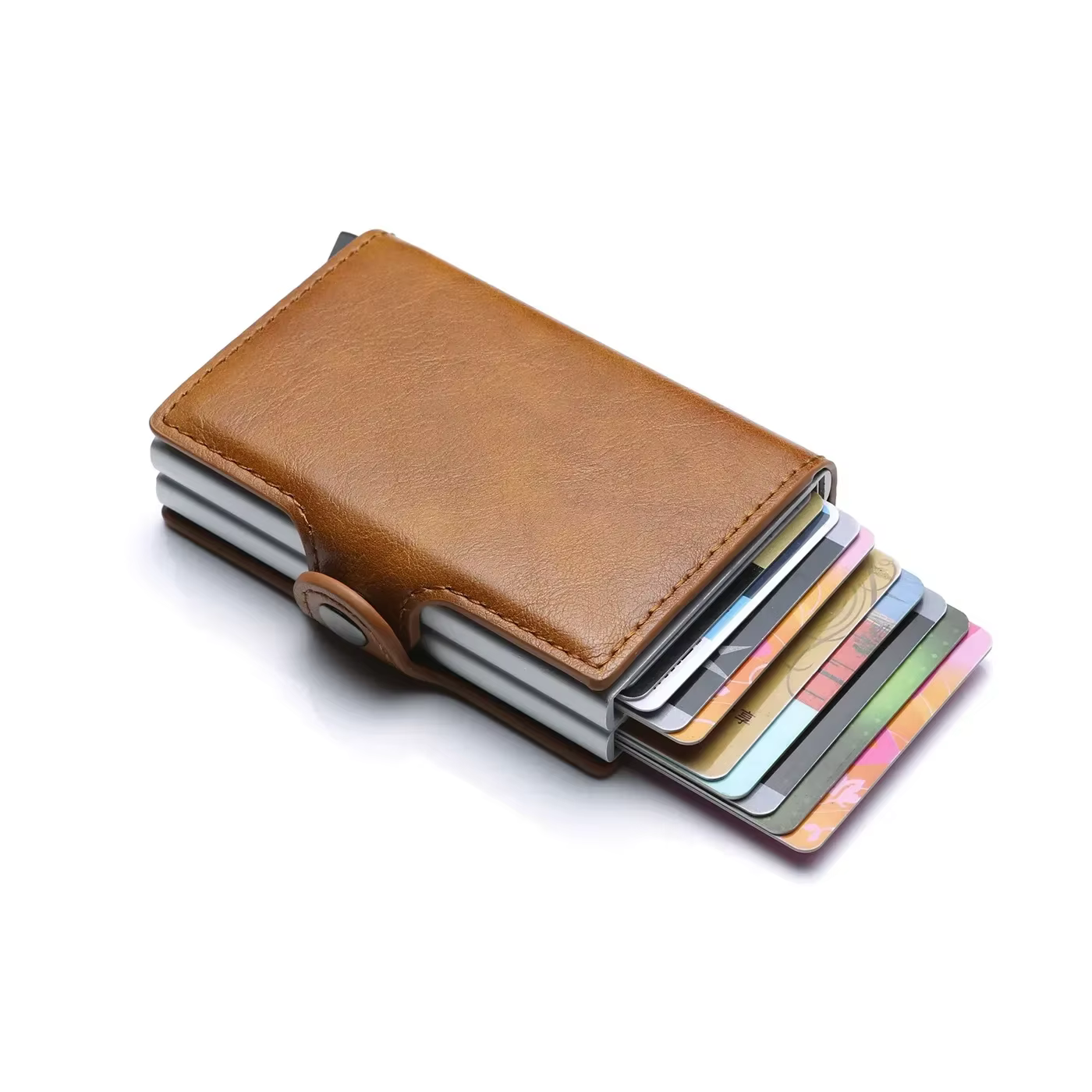 Portefeuille double couche en fibre de carbone pour hommes - Gravure de nom gratuite - Mini porte-carte bloquant RFID (12-14 emplacements) - Petit porte-monnaie