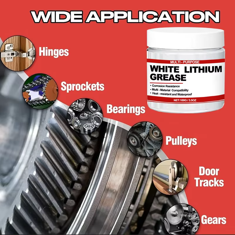 Graisse au lithium blanche multi-usages avec brosse pour portes de garage, roulements et applications automobiles