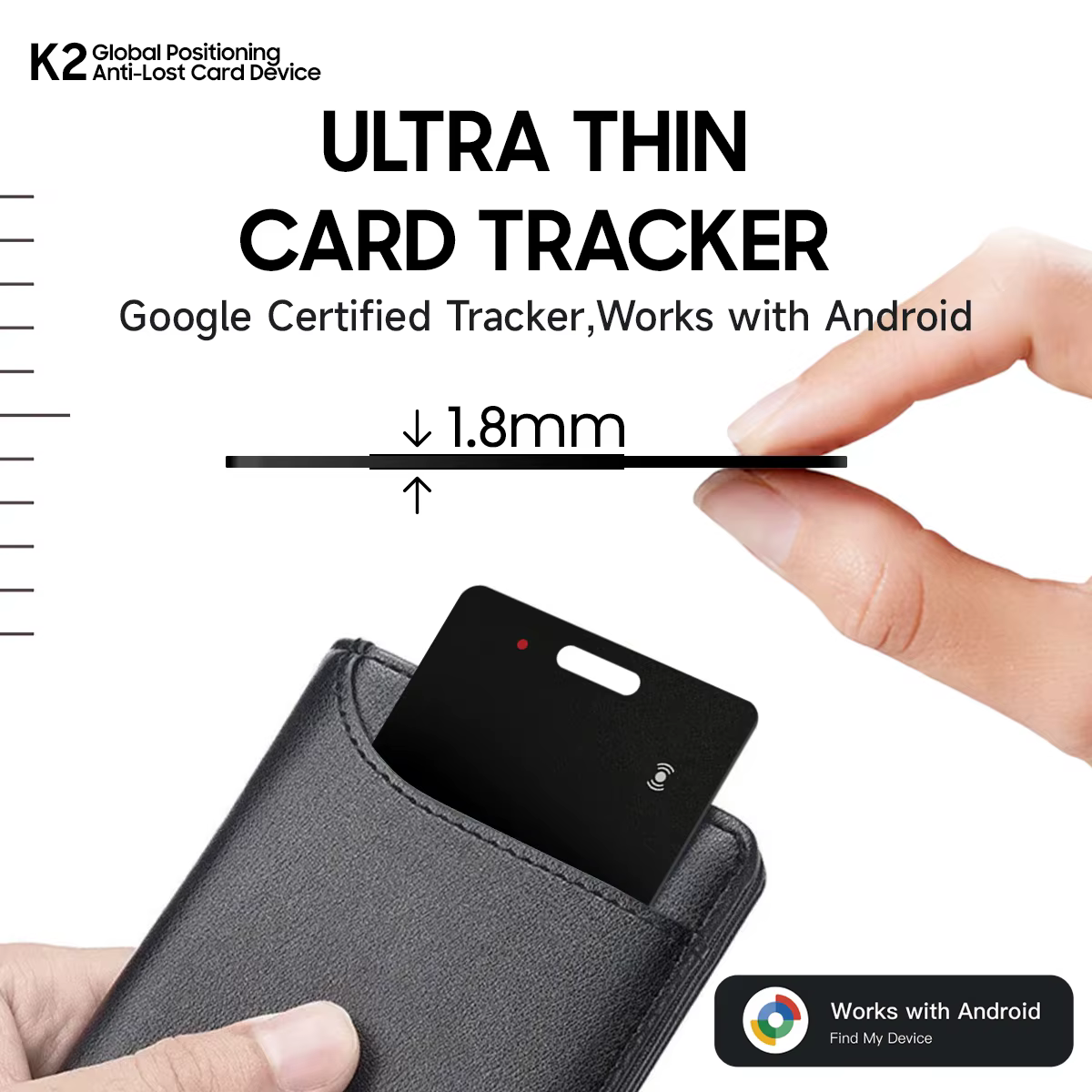 Portefeuille Anti-perte, suivi de localisation de carte, étiquette intelligente, Android, fonctionne avec Google Find My App, Bluetooth, carte Ultra-fine, Charge sans fil