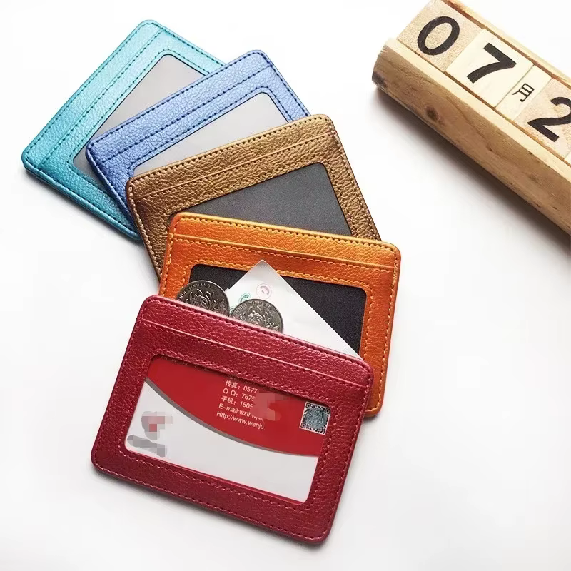Porte-cartes en cuir mince pour femmes carte de crédit cartes d'identité housse portefeuille organisateur hommes
