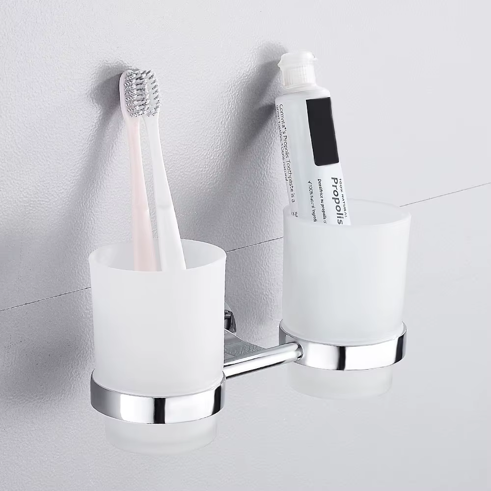 Salle de bain moderne mural porte-brosse à dents verre tasse gobelet cadre salle de bain rangement organisateur brosse à dents tasse outils salle de bain