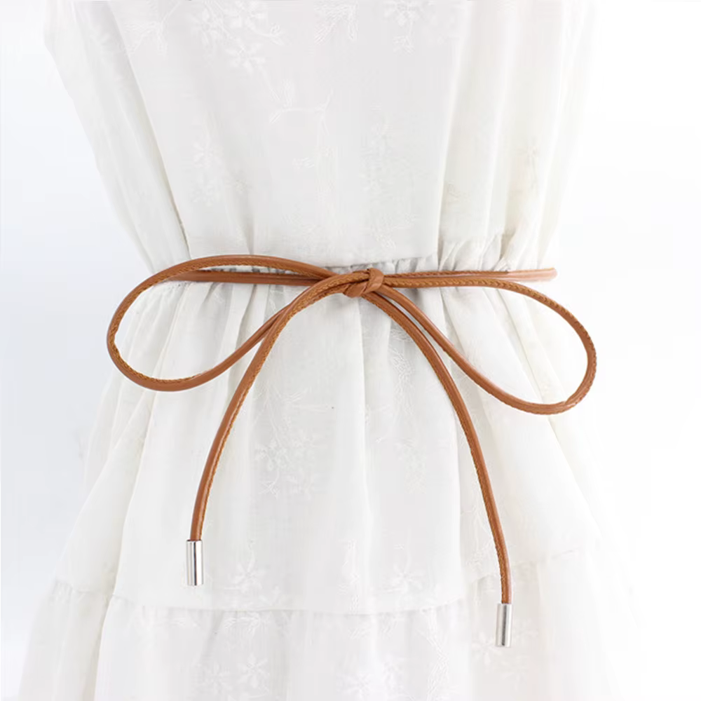 Ceinture ronde en cuir avec nœud pour femme