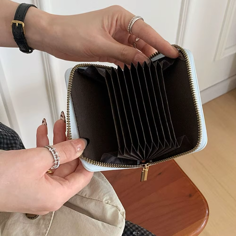 Nouveau portefeuille court en cuir PU motif chat plusieurs fentes pour cartes porte-carte organisateur léger sac à main