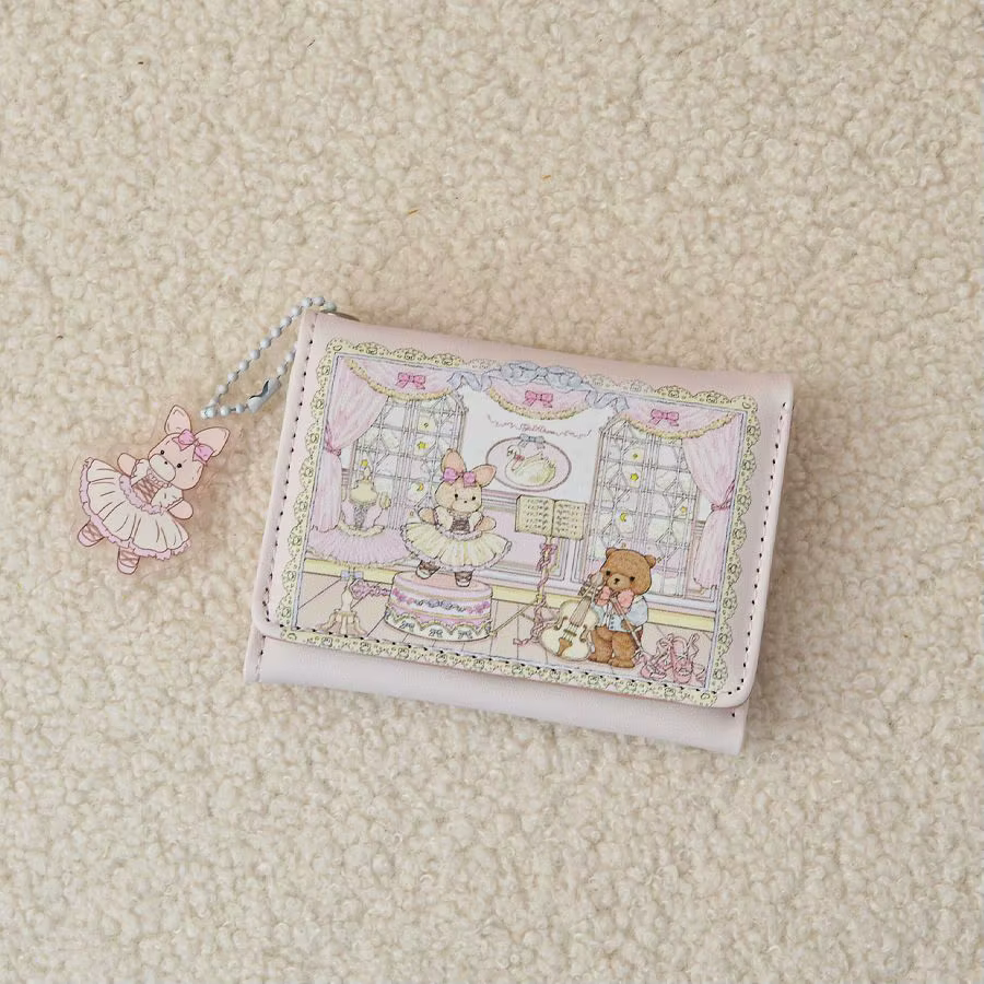 Portefeuille lapin ours série pique-nique de printemps pour fille
