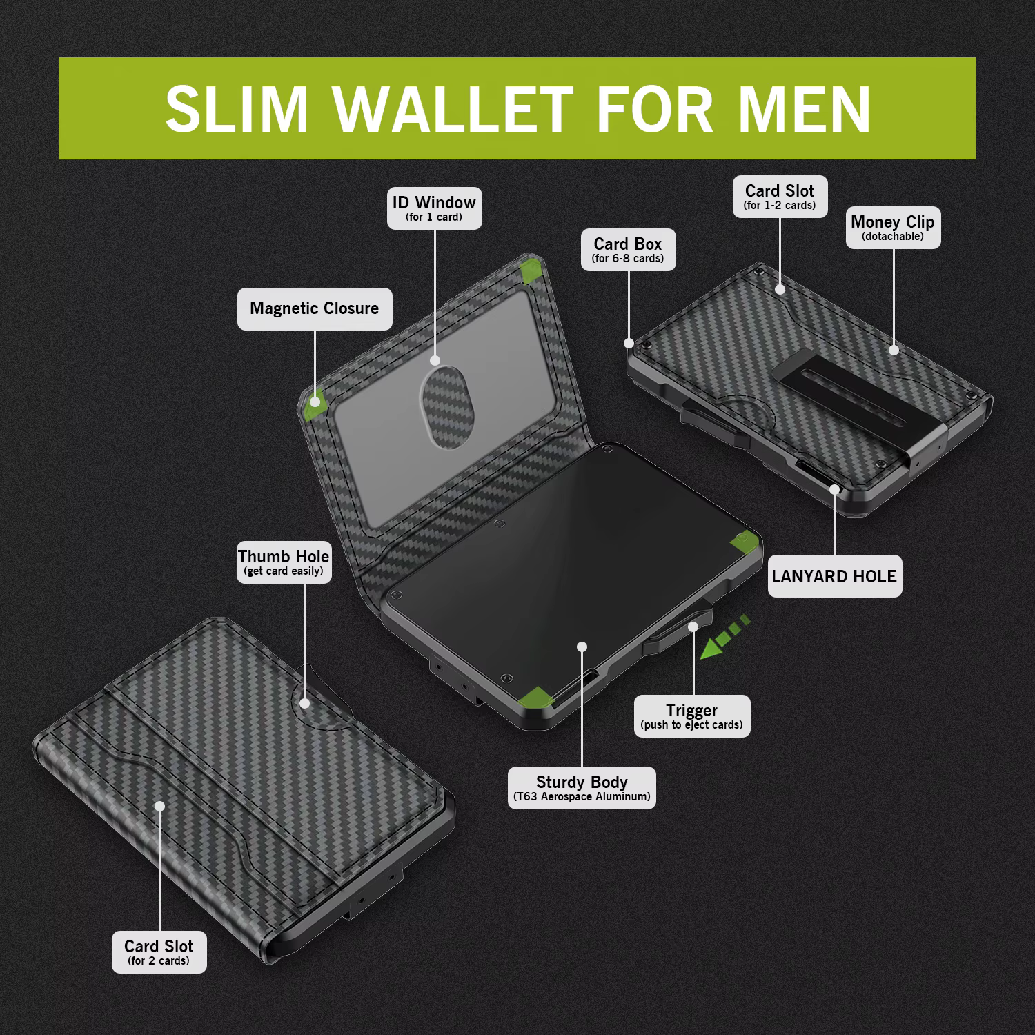 Portefeuille pour hommes – avec pince à billets