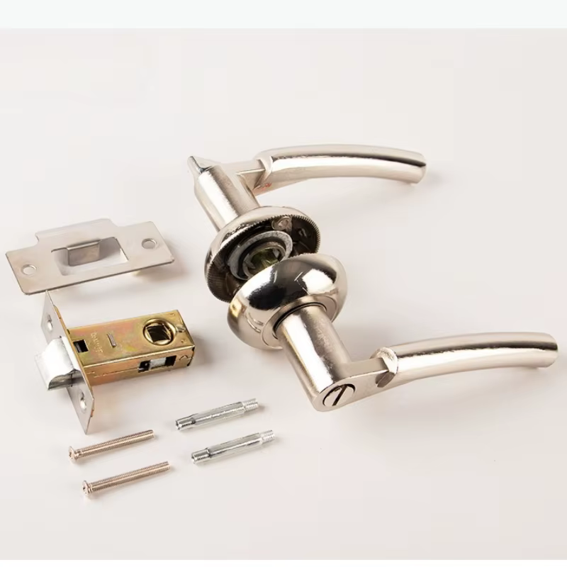 Serrure de porte intérieure en bois massif, serrures silencieuses en alliage d'aluminium, poignée de porte argentée, serrure de sécurité, accessoires de quincaillerie pour portes, serrures à clé
