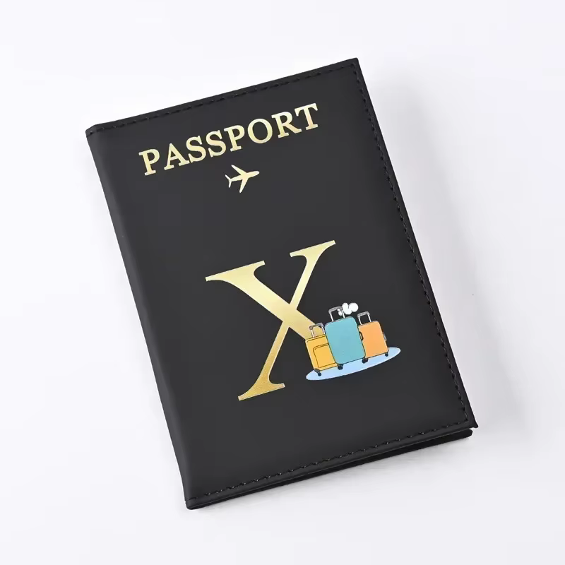 Couverture de passeport en cuir avec lettres imprimées pour hommes et femmes