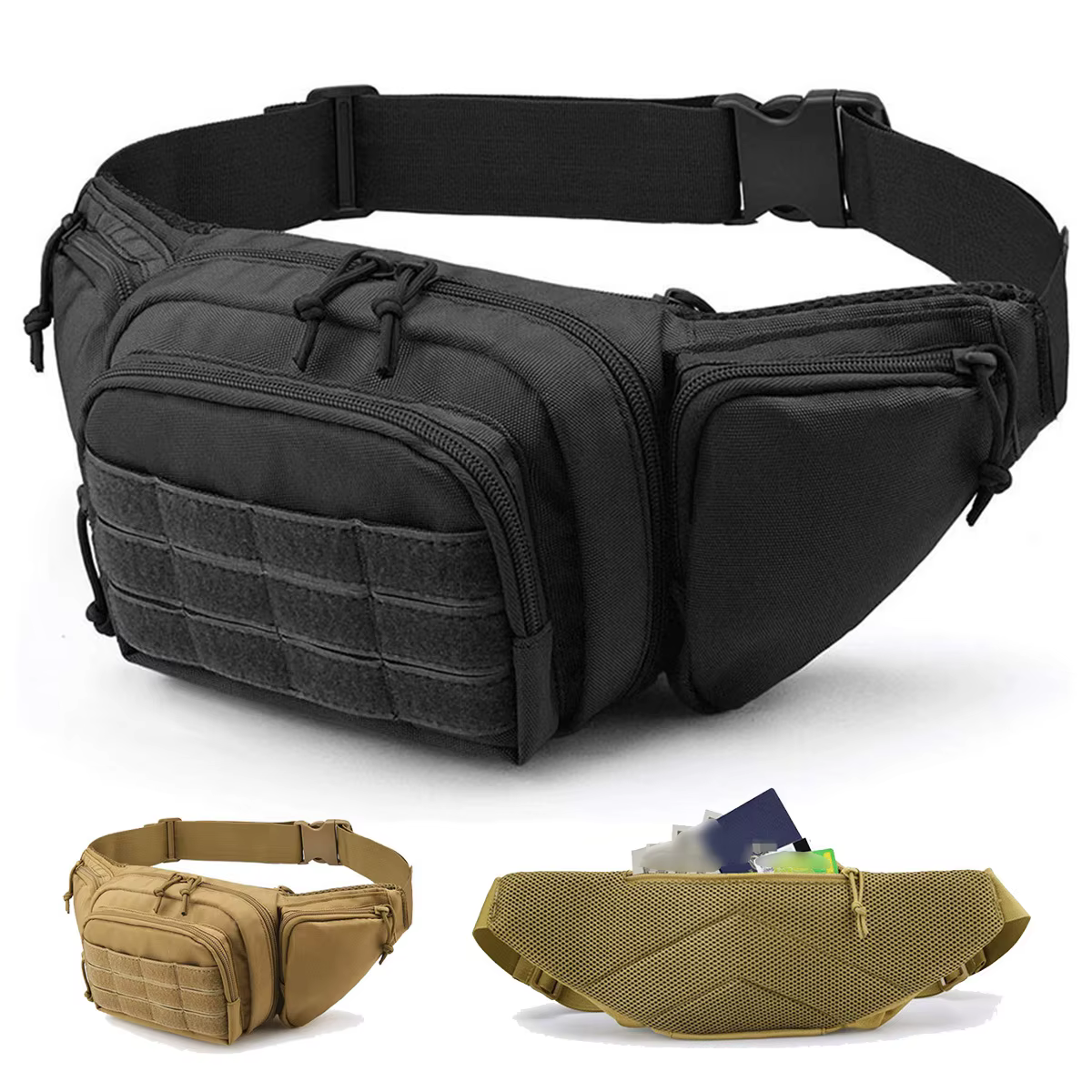 Hommes taille Fanny Pack ceinture sac tactique militaire moto cavalier sport escalade Camping Nylon mâle outil fronde poitrine hanche Bum sac