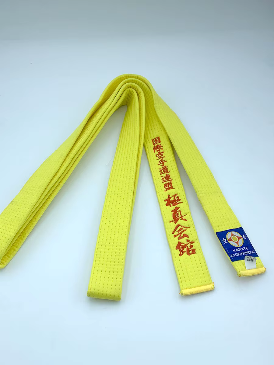 Kyokushi-Ceinture de documents sportifs unisexe, transformation personnalisée des arts martiaux, étiquette de texte brodée, logo de la Fédération internationale de karaté
