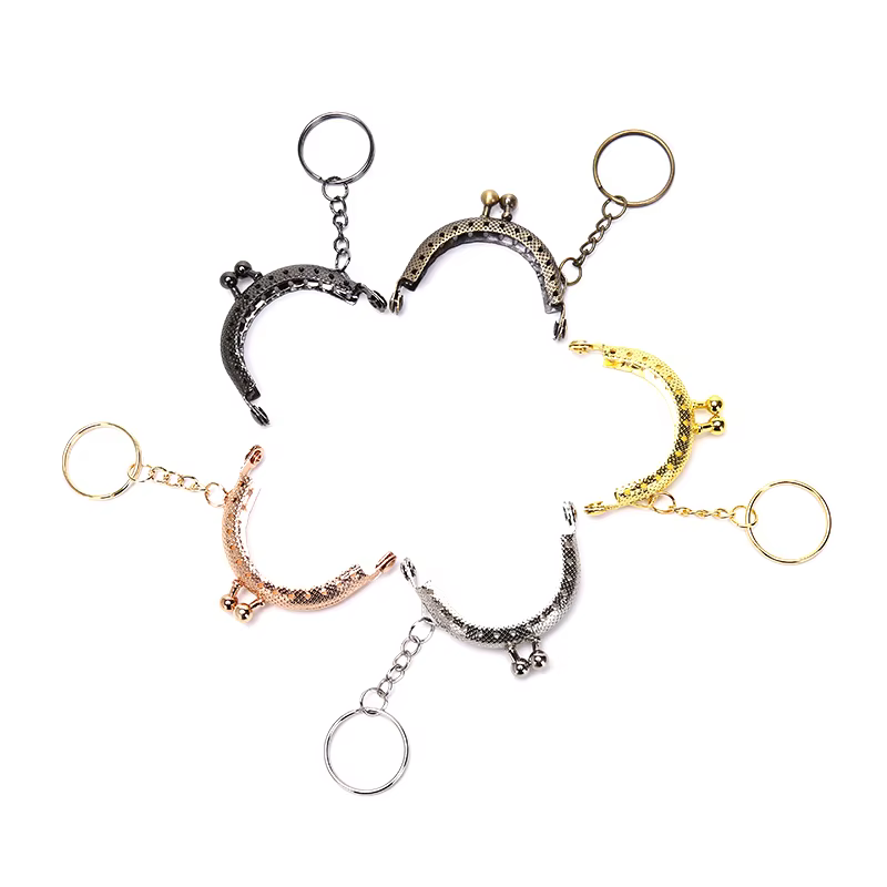 Porte-monnaie 5cm, cadre métallique avec porte-clés