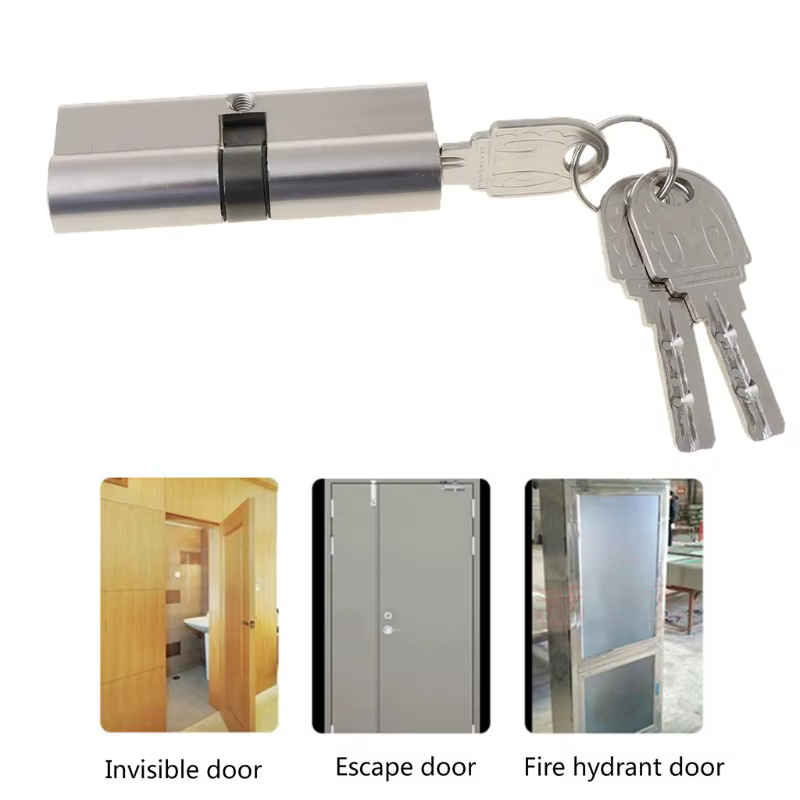 Serrure de porte d'entrée à clé, ensemble de serrures à cylindre avec 3 clés, serrure de porte d'entrée antivol, cylindre de serrure ouvert unique pour la maison
